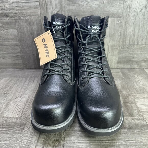 HI TECH Axel 7.5 Inch Men's size 15 Black Leather Boots Steel Toe - Picture 3 of 7
